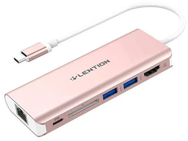 Main image of FOR-USBC Digital AV Multiport Hub with 4K HDMI 2 USB 30 Card Reader Type C Charging Gigabit Ethernet Adapter Compatible 20202016 MacBook Pro New Mac AirSurface More CBC68 Rose Gold