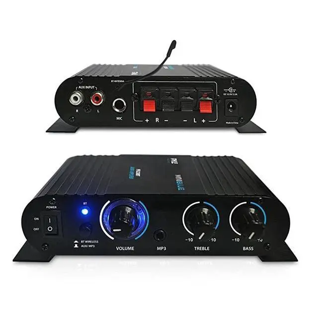 Alt view image 2 of 5 - FOR-Wireless Bluetooth Home Audio Amplifier 90W Dual Channel Mini Portable Power Stereo Sound Receiver w Speaker Selector RCA AUX LED 12V Adapter For iPad iPhone PA Studio Use PFA330BT