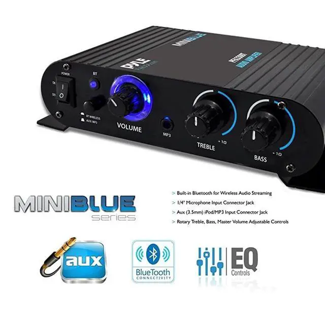 Alt view image 3 of 5 - FOR-Wireless Bluetooth Home Audio Amplifier 90W Dual Channel Mini Portable Power Stereo Sound Receiver w Speaker Selector RCA AUX LED 12V Adapter For iPad iPhone PA Studio Use PFA330BT