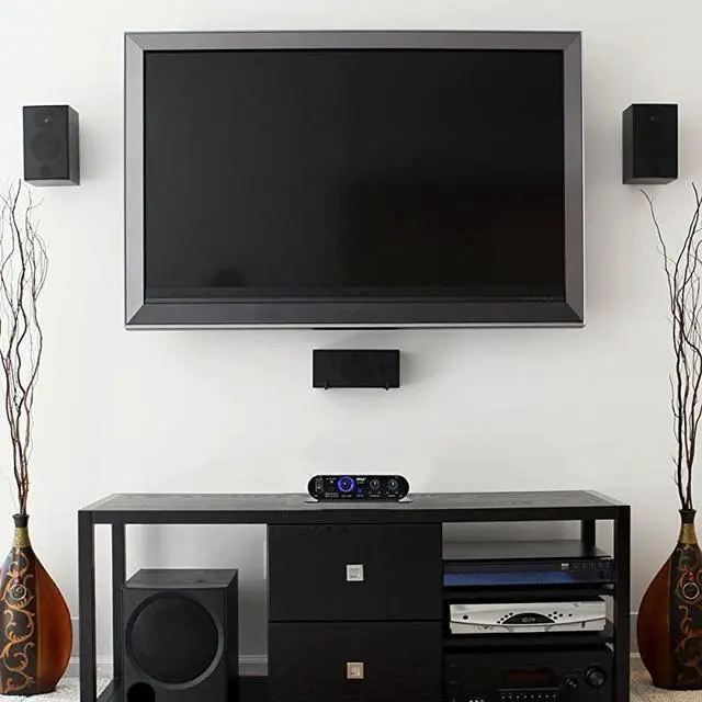 Alt view image 5 of 5 - FOR-Wireless Bluetooth Home Audio Amplifier 90W Dual Channel Mini Portable Power Stereo Sound Receiver w Speaker Selector RCA AUX LED 12V Adapter For iPad iPhone PA Studio Use PFA330BT