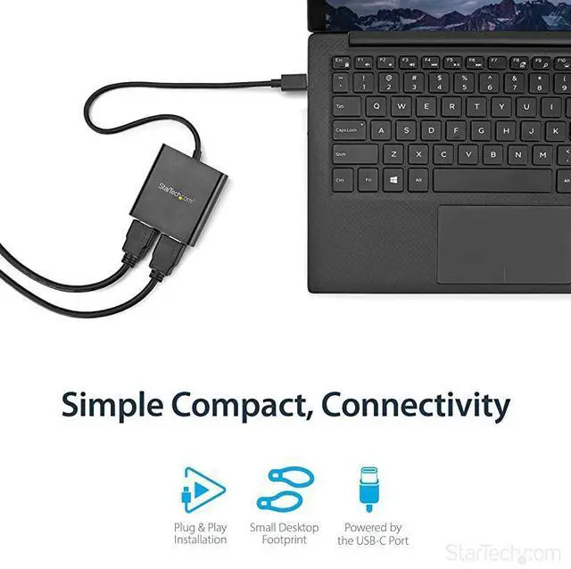 Alt view image 4 of 6 - FOR-com 2Port Multi Monitor Adapter USBC to 2x HDMI Video Splitter USB TypeC to HDMI MST Hub Dual 4K 30Hz or 1080p 60Hz Thunderbolt 3 Compatible Windows Only MSTCDP122HD