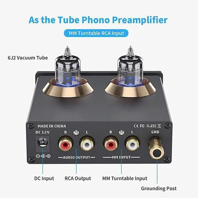 Alt view image 3 of 7 - FOR-Phono Preamp for Turntable Preamplifier MM Phonograph Preamplifier with Gain Gear Mini Stereo Audio HiFi PreAmplifier for Record Player with DC 12V Power Supply Box X2