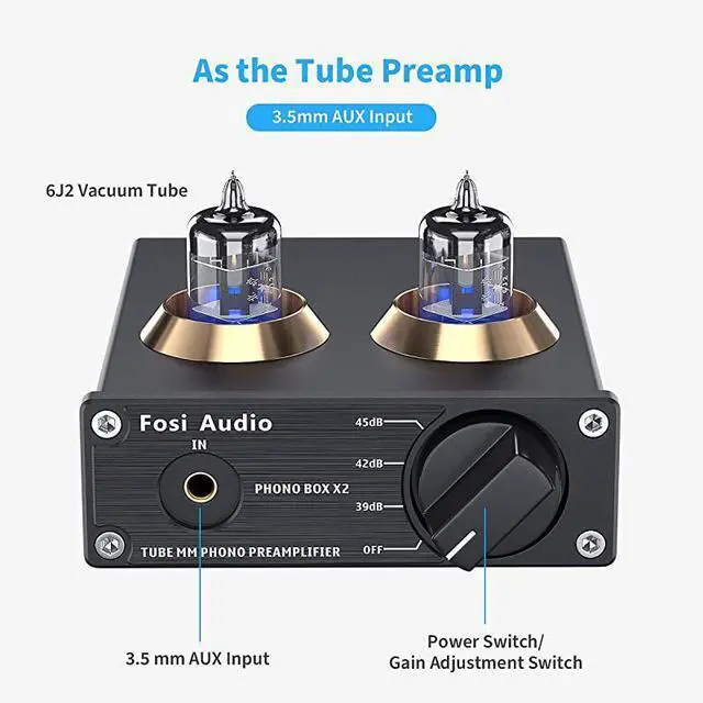 Alt view image 2 of 7 - FOR-Phono Preamp for Turntable Preamplifier MM Phonograph Preamplifier with Gain Gear Mini Stereo Audio HiFi PreAmplifier for Record Player with DC 12V Power Supply Box X2
