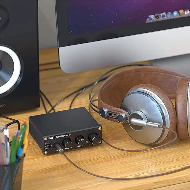 Alt view image 4 of 7 - FOR-Q4 Mini Stereo Gaming DAC Headphone Amplifier 24Bit192 KHz USBOpticalCoaxial to RCA AUX DigitaltoAnalog Audio Converter Adapter for HomeDesktop PoweredActive Speakers Black