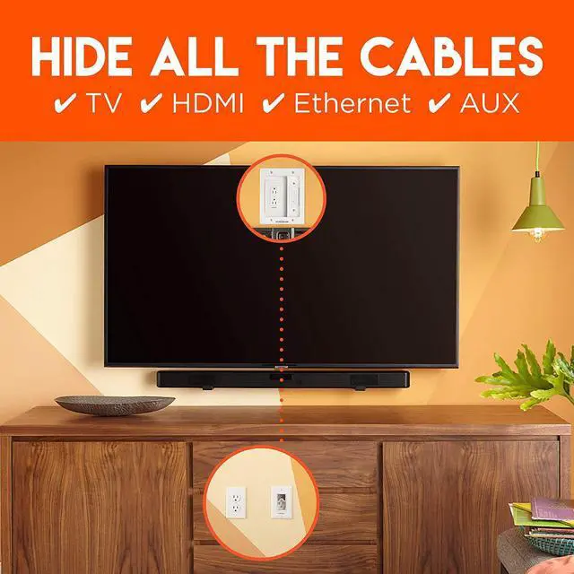 Alt view image 2 of 7 - FOR-in Wall Cable Concealer Kit - Hide TV Power Cables & Low Voltage Wires Behind The Wall - Perfect for Wall Mounted TVs - Includes Template Saw & Low Profile Extension Cord