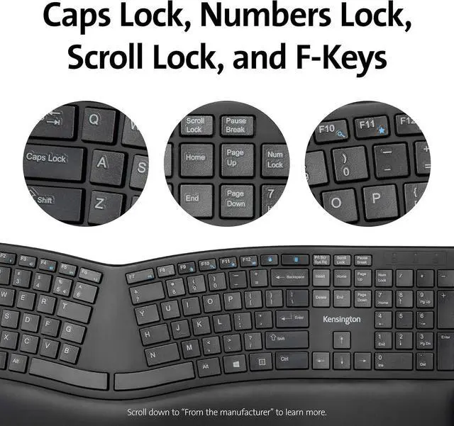 Alt view image 7 of 7 - FOR-Good Product Outlet Pro Fit Ergonomic Wireless Keyboard - Black (K75401US)