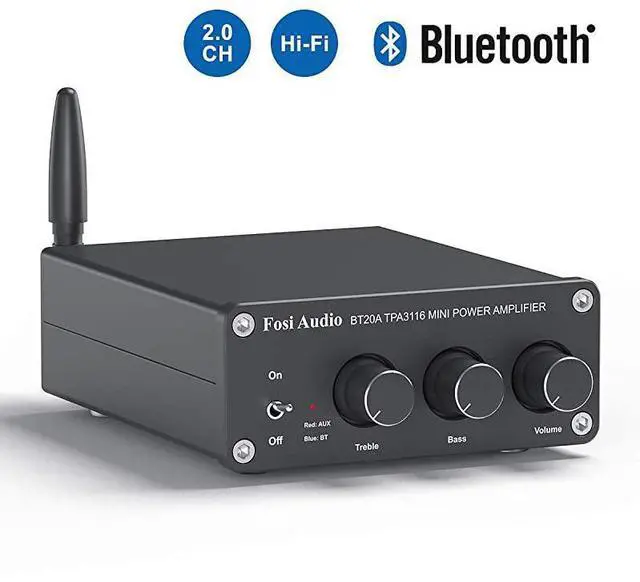 Main image of FOR-Bluetooth 50 Stereo Audio 2 Channel Amplifier Receiver Mini HiFi Class D Integrated Amp 20CH for Home Speakers 100W x 2 with Bass and Treble Control TPA3116 with Power Supply
