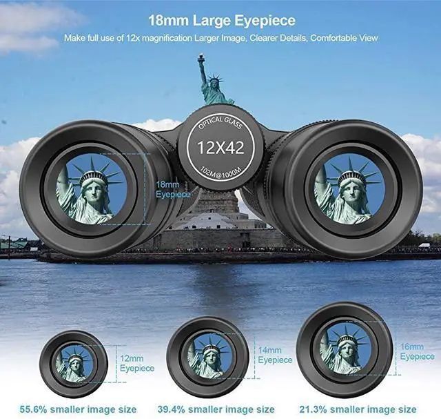 Alt view image 3 of 6 - FOR-Binoculars for Adults with New Smartphone Photograph Adapter 18mm Large View Eyepiece 165mm Super Bright BAK4 Prism FMC Lens Binoculars for Birds Watching Hunting Waterproof 125 lbs