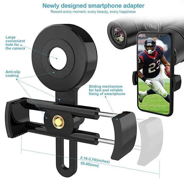 Alt view image 5 of 6 - FOR-Binoculars for Adults with New Smartphone Photograph Adapter 18mm Large View Eyepiece 165mm Super Bright BAK4 Prism FMC Lens Binoculars for Birds Watching Hunting Waterproof 125 lbs