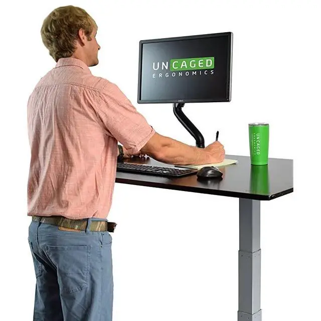 Alt view image 5 of 5 - FOR-Computer Monitor Arm Mount with 2 USB Ports Ergonomic Adjustable Height Universal VESA LCD Holder with Gas Spring Office Standing Desk Accessories Organizer CClamp Grommet Connection