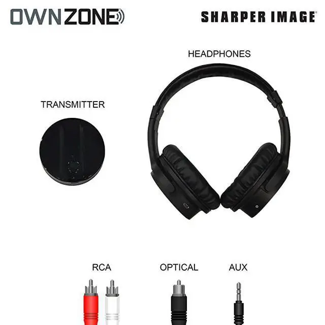 Alt view image 4 of 7 - FOR-OWN ZONE Wireless Rechargeable TV Headphones RF Connection 24 GHz Transmits Wirelessly up to 100ft No Bluetooth Required AUX RCA Optical Cable Included Black