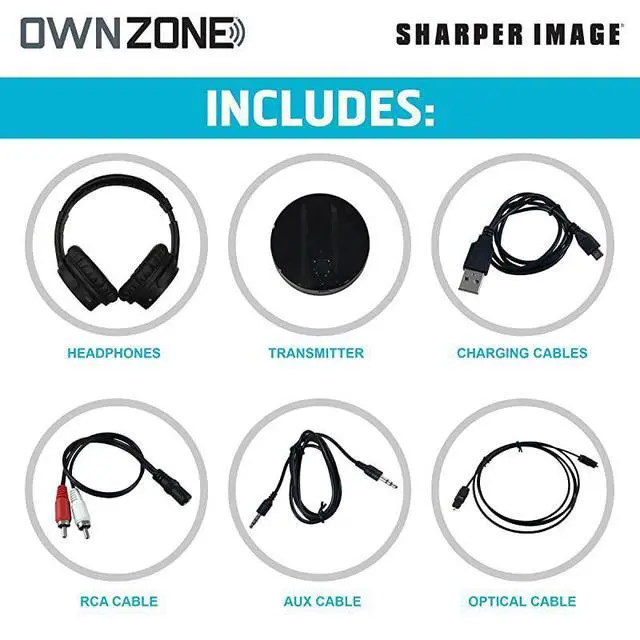 Alt view image 6 of 7 - FOR-OWN ZONE Wireless Rechargeable TV Headphones RF Connection 24 GHz Transmits Wirelessly up to 100ft No Bluetooth Required AUX RCA Optical Cable Included Black