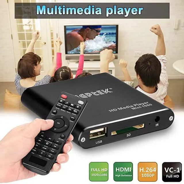 Alt view image 2 of 7 - FOR-Media Player Black Mini 1080p FullHD Ultra Digital Media Player for MKVRM HDD USB Drives and SD Cards