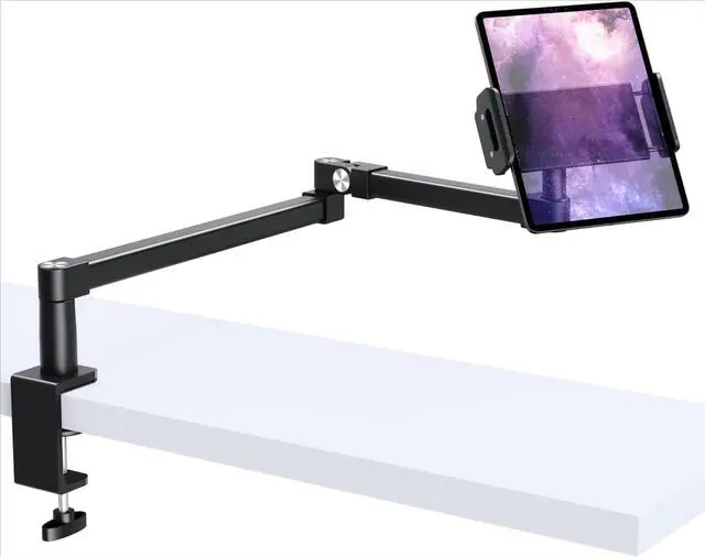 Main image of FOR-28in Long Arm iPad Desk Mount, for Desk Bed Sofa, Compatible with iPad Pro 13/12.9 Air Mini, iPhone, Portable Monitor and 4.7-13in Tablets