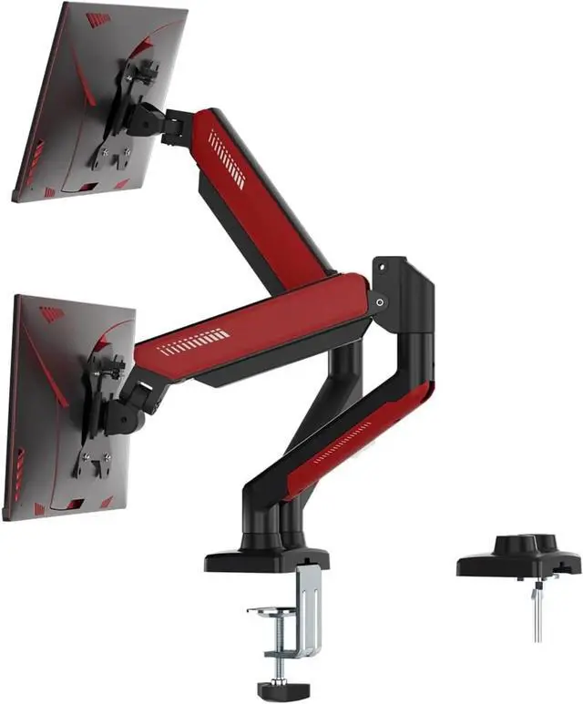 Main image of FOR-Dual Monitor Mount Gaming for Computer Screen 13-32" and up to 22 lbs,360° Rotation,+90° to -45° Tilt,180° Swivel,RED