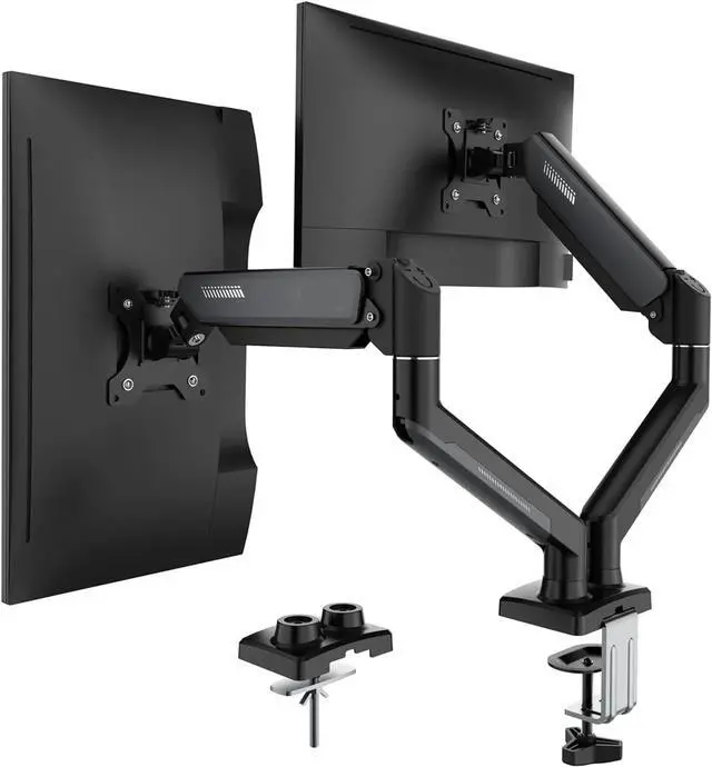 Main image of FOR-Dual Monitor Mount for Computer Screen 13-32" and Up to 22 lbs,360° Rotation,+90° to -45° Tilt,180° Swivel,with C Clamp and Grommet Base