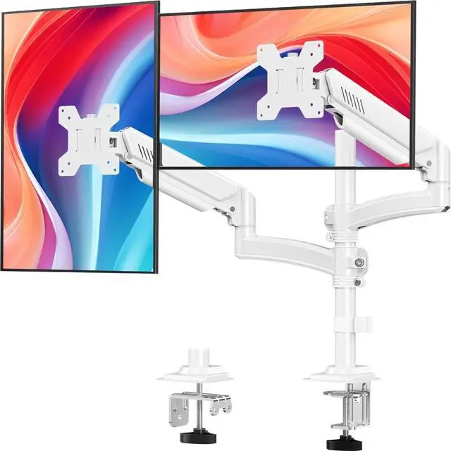 Main image of FOR-Dual Monitor Stand for Desk, Taller Monitor Arms for 2 Screens up to 32 inch, Holds 4.4-22lbs, VESA 75/100mm, White