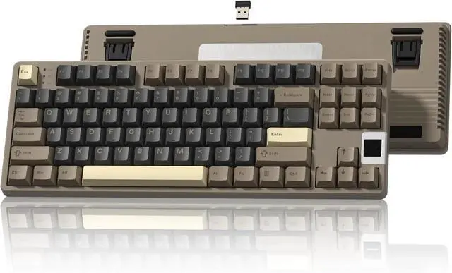 Main image of FOR-Keyboard with Multimedia Screen, QMK/VIA Wireless Gaming Keyboard,3-Mode RGB Custom Gasket Hot Swappable for Windows Mac, (Green Brown)