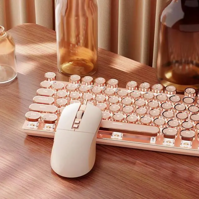 Main image of FOR-Typewriter Style Mechanical Gaming Keyboard,104 Keys Backlit LED Keyboards, Media Control Knob, Wired Keyboard Pink Switch -Pink