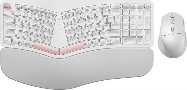 Main image of Generic Brand Wireless Keyboard and Mouse Combo White Pink Bluetooth 2.4G Wired Multi-OS