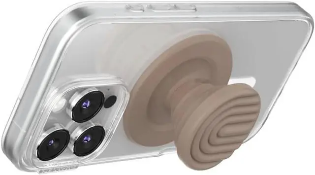 Alt view image 5 of 6 - Phone Grip for MagSafe with Kickstand, Magnetic Stand, Swappable Top, Secure Hold for iPhone MagSafe Cases- Curves Latte