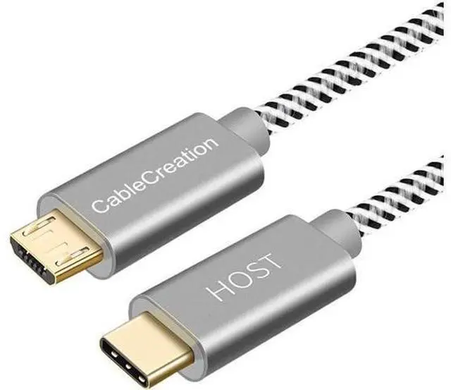 Main image of Micro USB to USB C Cable 1m CableCreation USB C to Micro USB Braided OTG 480Mbps Type C to Micro USB Cable to USB C to USB Micro for MacBook Pro Air S21 S20 S10 Pixel 5/4/3/2 etc. Space Gray 3.3 FT