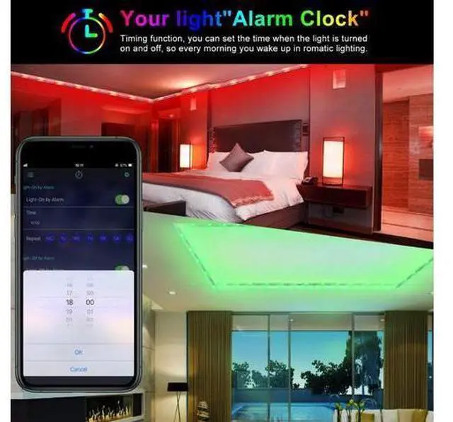 Alt view image 6 of 7 - 50ft/15M LED Strip Lights, HRDJ RGB LED Light Strip Music Sync RGB LED Strip,5050 SMD Color Changing LED Strip Light Bluetooth Controller + 24 Key Remote LED Lights for Bedroom Home Party