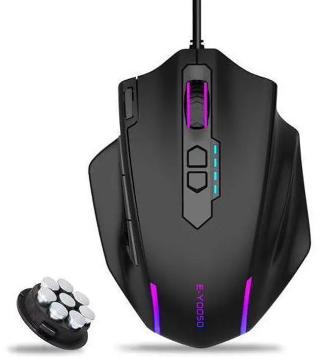 Main image of AUTYUE Large Gaming Mouse Wired, 12400 DPI, 11 Programmable Buttons, Rapid Fire Button, 5 Side Buttons, RGB Backlit, Adjustable Weights, Software Supports, Wired Mouse for PC/Mac and Laptop - Black