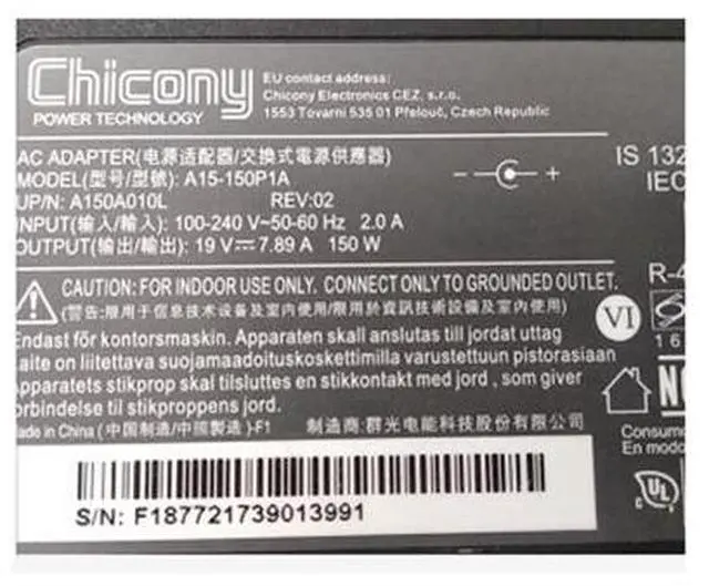 Alt view image 2 of 2 - 19V 7.89A 150W Chicony A15-150P1A A150A006L A150A010L Laptop Charger for CLEVO W650KK1 P651RA P955EP6 P950HP6 AC Adapter