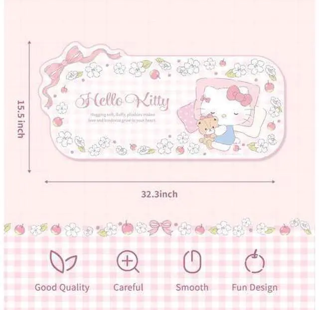 Alt view image 2 of 7 - Kawaii Anime Mouse Pad - Cute Gaming Desk Mat With Bowknot Edge, Non-Slip Waterproof for Keyboard, Large Extended for Office Gaming - FlowerCat