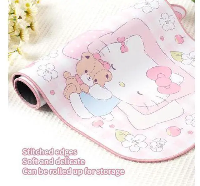 Alt view image 4 of 7 - Kawaii Anime Mouse Pad - Cute Gaming Desk Mat With Bowknot Edge, Non-Slip Waterproof for Keyboard, Large Extended for Office Gaming - FlowerCat