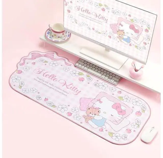 Alt view image 7 of 7 - Kawaii Anime Mouse Pad - Cute Gaming Desk Mat With Bowknot Edge, Non-Slip Waterproof for Keyboard, Large Extended for Office Gaming - FlowerCat