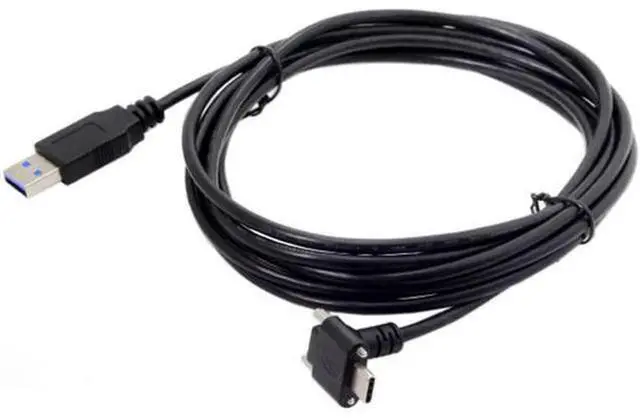 Alt view image 5 of 7 - Down Up Angled USB 3.1 Type-C Dual Screw Locking to Standard USB3.0 Data Cable 90 Degree for Camera 25"feet