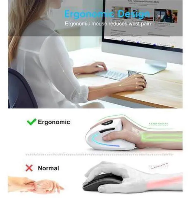 Alt view image 2 of 7 - Ergonomic vertical mouse 2.4G + BT5.1 dual-mode 2400dpi adjustable silent design