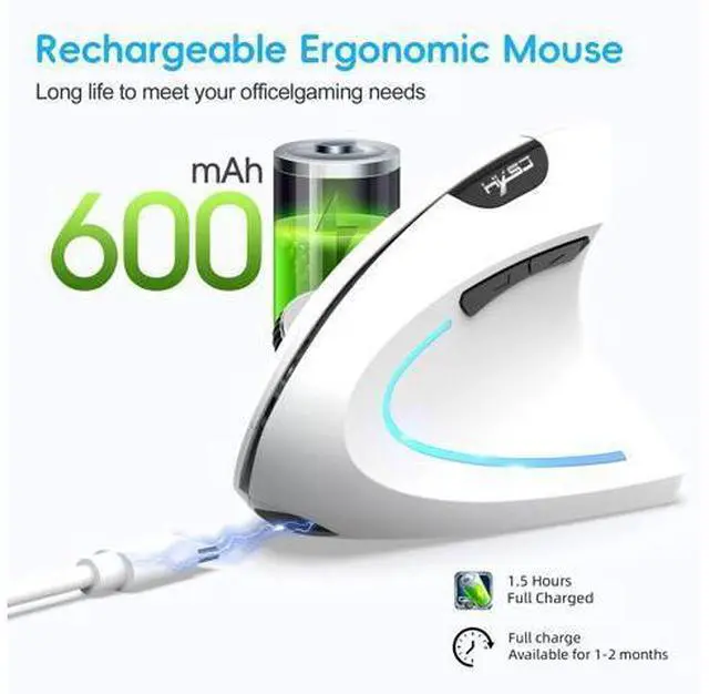 Alt view image 6 of 7 - Ergonomic vertical mouse 2.4G + BT5.1 dual-mode 2400dpi adjustable silent design