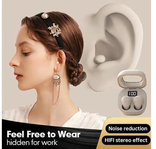 Alt view image 4 of 7 - Smallest Invisible Mini Earbuds Wireless Bluetooth Low Profile Micro Tiny Discreet Hidden Earbuds for Work Small Headphones Invisible Sleep Wireless Earphone IPX5 Waterproof for Small Ear Canals