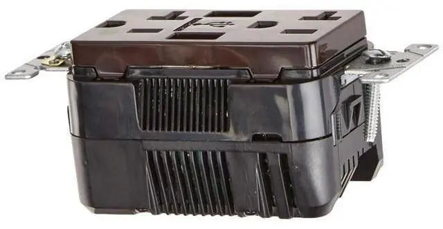 Alt view image 4 of 4 - Leviton 20-Amp Hospital Grade USB Charger/Tamper-Resistant Duplex Receptacle, T5832-HG, Brown