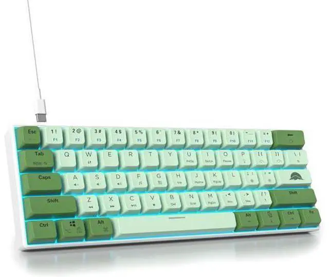 Main image of 60 Percent Gaming Keyboard Green Matcha Keyboard 61 Keys Wired Mechanical Keyboard Red Switch RGB MDA Keycaps for Windows PC Laptop Gamers(61 Matcha)