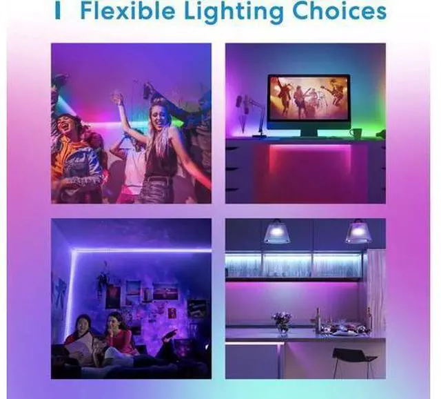 Alt view image 6 of 7 - Smart LED Strip Lights Works with HomeKit 16.4ft WiFi RGB Strip Compatible with Siri Alexa&Google and SmartThings App Control Color Changing Led Strips for Bedroom TV
