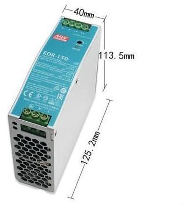 Alt view image 2 of 4 - Mean Well EDR 150W 24V 6.5A Switching Power Supply AC/DC Single Output Industrial DIN Rail EDR-150-24 Power Supply Driver Transformer, Slim Metal Case