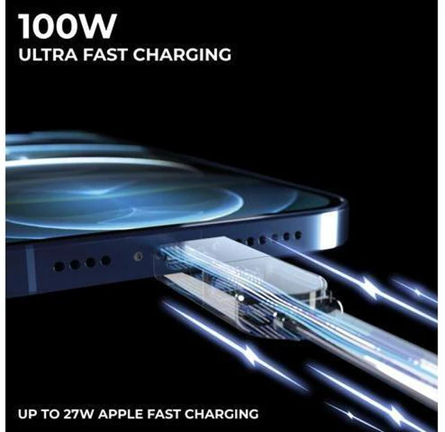 Alt view image 3 of 6 - inCharge XL 30cm - USB C Charger Cable Lightning for Smartphone Universal 6 in 1 USB Plug Glacier White 100W