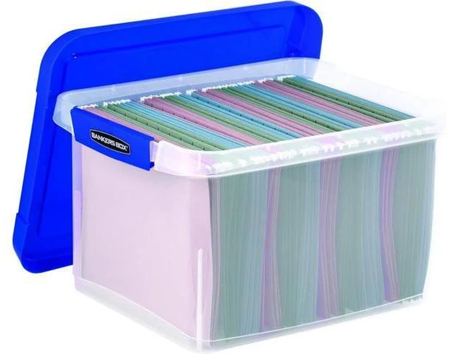 Alt view image 5 of 7 - Bankers Box Heavy Duty Plastic File Box with Hanging Rails, Letter/Legal, 1 Pack (0086205)