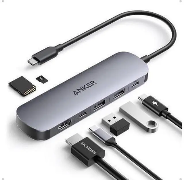 Main image of USB C Hub 7-in-1 Multi-Port USB Adapter for Laptops 4K@60Hz USB C to HDMI Splitter 85W Max Power Delivery 3xUSBA & C 3.0 Data Ports SD/TF Card for Type C Devices (Charger Not Included)