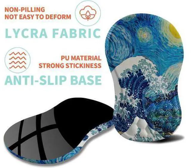 Alt view image 6 of 6 - Ergonomic Mouse Pad Wrist Support with Memory Foam Massage Bulge Carpal Tunnel Pain Relief Mousepad Wrist Rest for Mouse(12x8 inch Wave Starry)