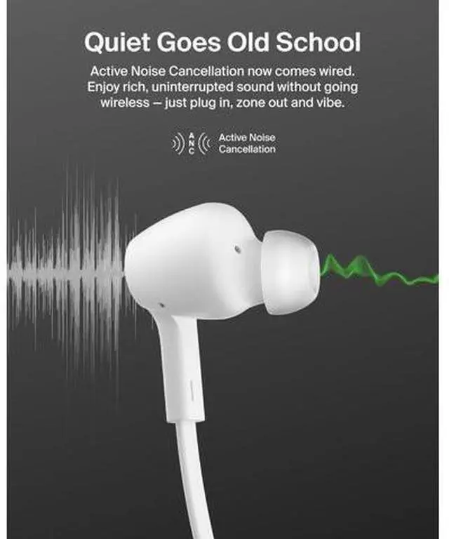 Alt view image 3 of 7 - SoundForm Active Noise Cancelling Earbuds Wired with USB C Connector IPX5-Rated in-Ear Earphones w/Microphone for iPhone 17/16/15 iPad mini Galaxy S25 Google Pixel 10 & More - White