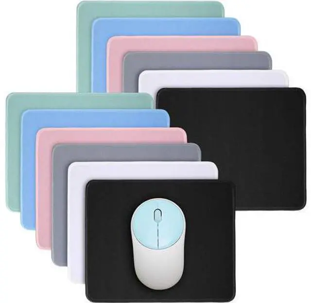Main image of 12 Pcs Mouse Pad Bulk 10.2 x 8.3 x 0.12 Inch with Non Slip Rubber Base Stitched Waterproof Mouse Pad Washable and Dirt Resistant Square Multicolored
