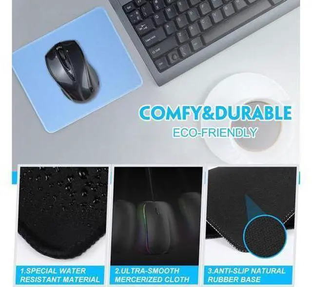 Alt view image 3 of 6 - 12 Pcs Mouse Pad Bulk 10.2 x 8.3 x 0.12 Inch with Non Slip Rubber Base Stitched Waterproof Mouse Pad Washable and Dirt Resistant Square Multicolored