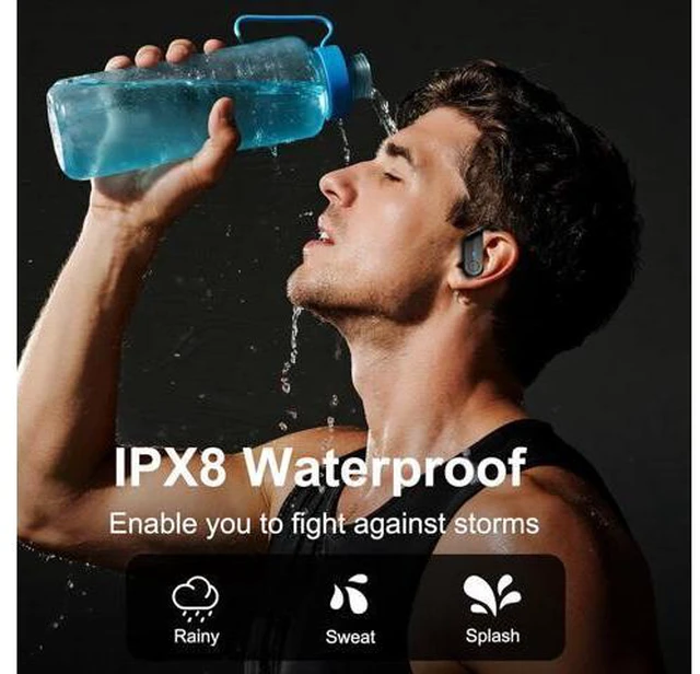 Alt view image 3 of 7 - Wireless Earbuds Sports Bluetooth 5.4 Headphones IPX8 Waterproof 70H Over Ear Buds with Deep Bass Sound 4 ENC Noise Cancelling Mics USB-C Fast Charging Earphones with Earhooks for Workout/Running
