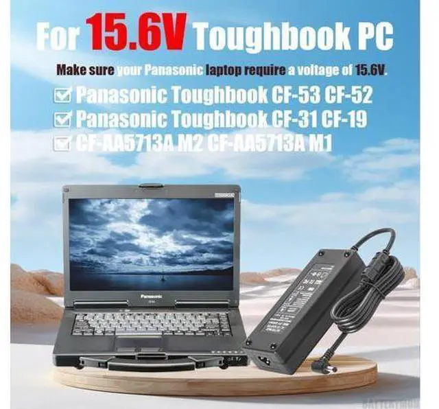 Alt view image 4 of 6 - 15.6V 7.05A 110W AC Adapter Charger Compatible with Panasonic-Toughbook FZ-55 CF-54 CF-54C CF-53 CF-52 CF-52R CF-33 CF-31 CF-19 CF-D1 CF-AA5713A M2 CF-AA5713A M1 Toughbook Laptop Power Cord