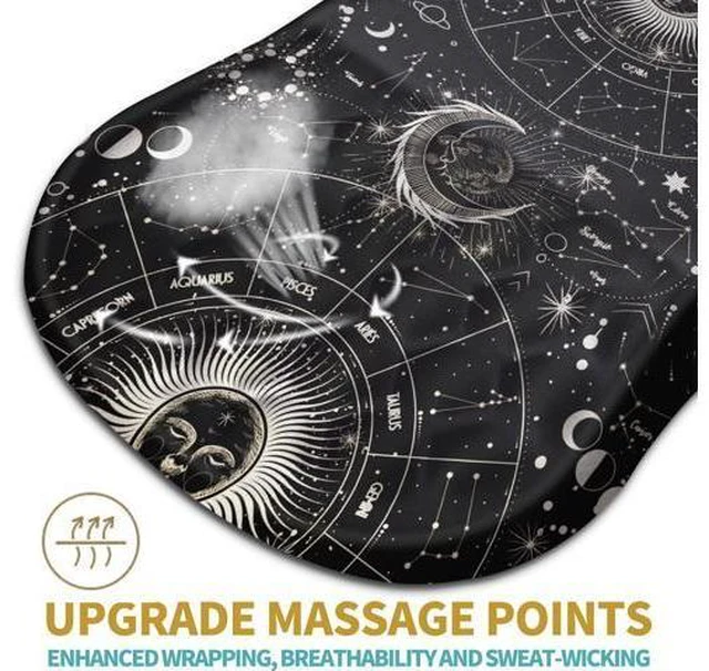 Alt view image 2 of 6 - Ergonomic Mouse Pad Wrist Support with Massage Design Wrist Rest Pain Relief Mousepad with Memory Foam&Non-Slip PU Base Mouse Pads for Wireless Mouse (12x8 inch Tarot Constellation)